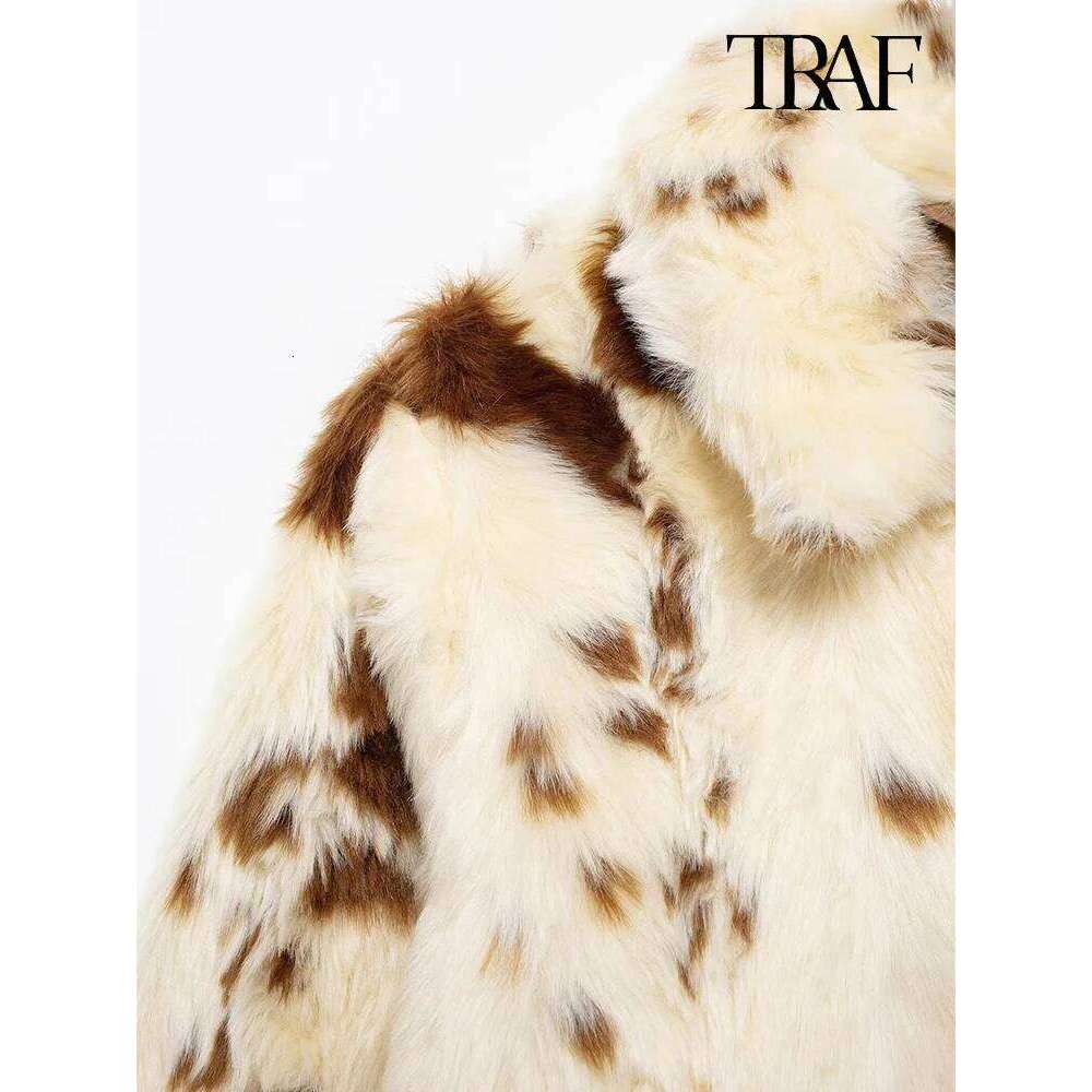 TRAF Women's Fashion 2024 Fall And Winter New Lapel Side Pocket Front Zipper Design Long Sleeve High Street Warm Jacket