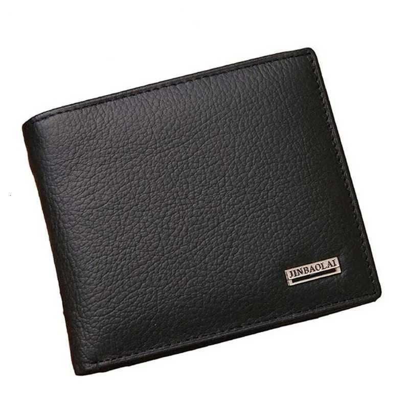 JINBAOLAI Short Men Wallets Genuine Leather Holder Waterproof Men Purse Classic Coin Pocket Black Male Wallet Z250725