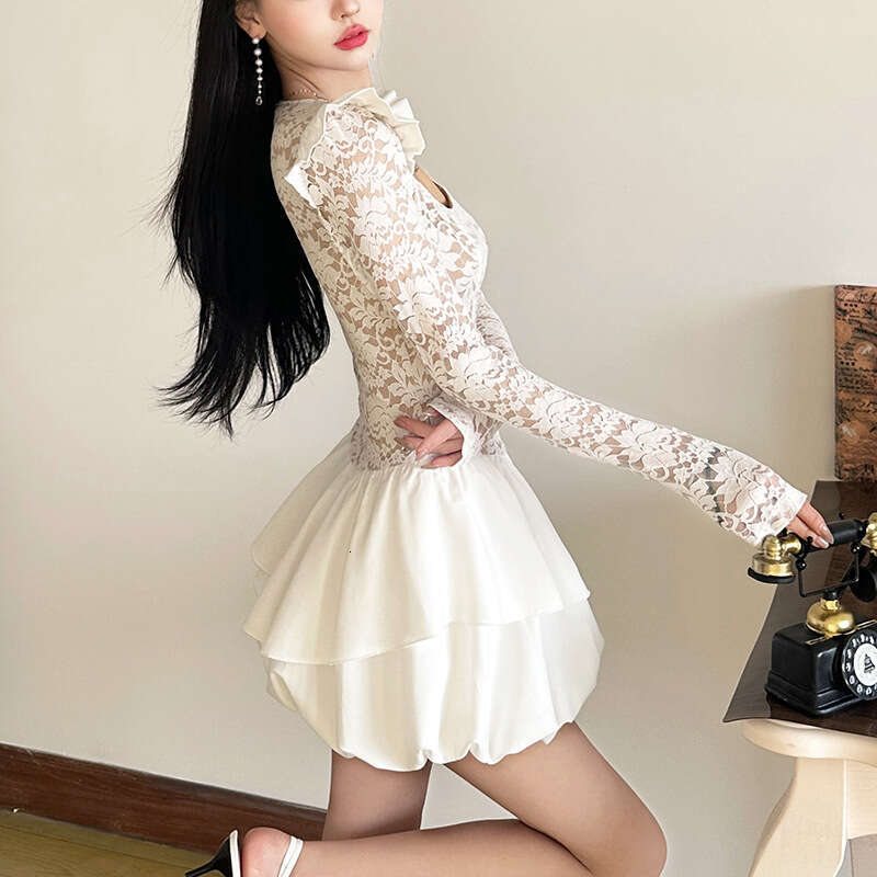 2024 Autumn Winter New Women's Solid Color Slim High Waist Street Fashion Square Neck Long Sleeve Dress 56e