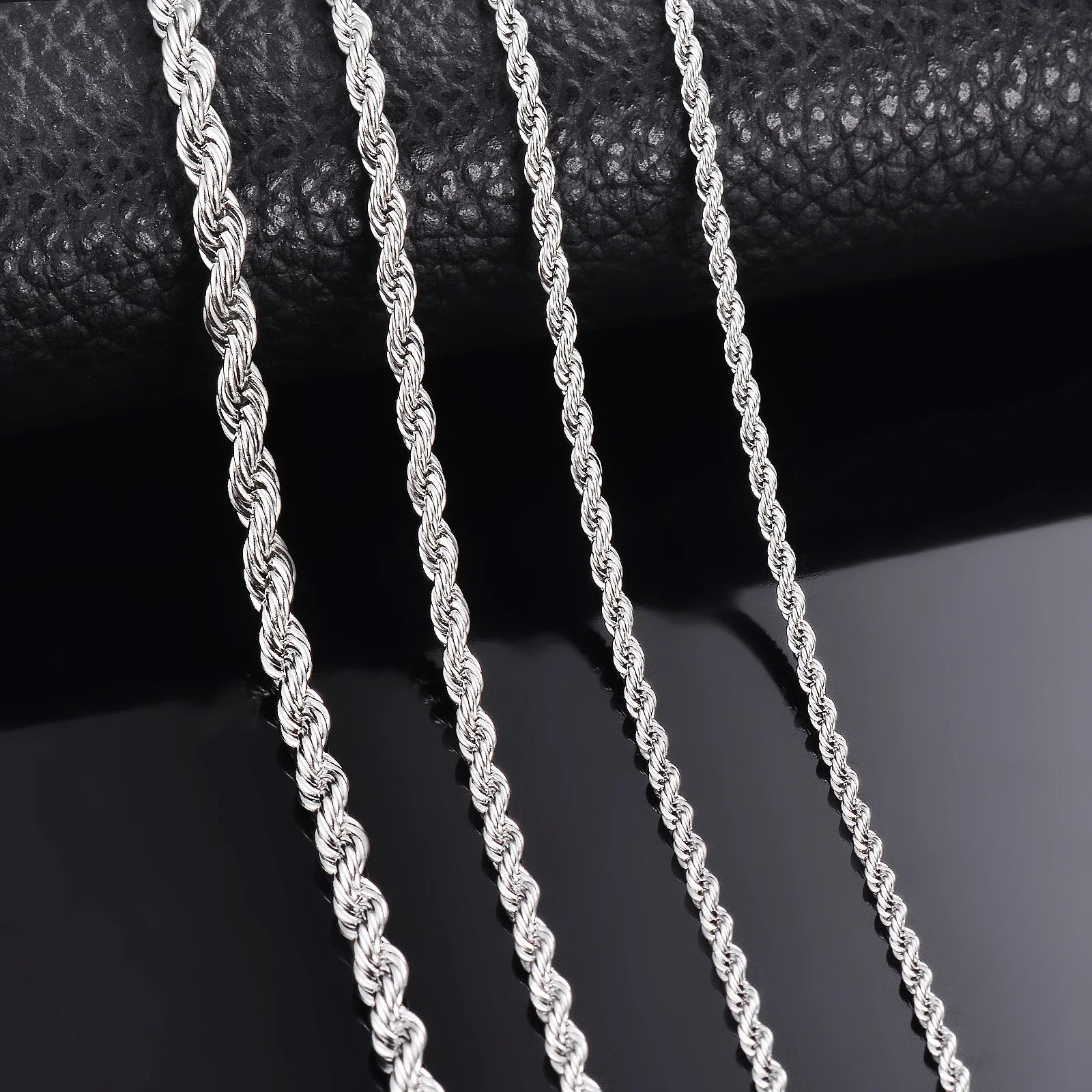 1 piece 925 sterling silver Width 2mmm4mm Rope Chain NecklaceBracelet For Men Women Man Fashion Necklace 250716