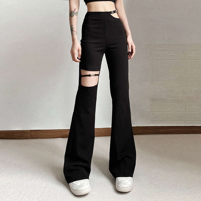 2022 Summer New Women's Solid Color Sexy Hollow Slim Fit Casual Pants 286