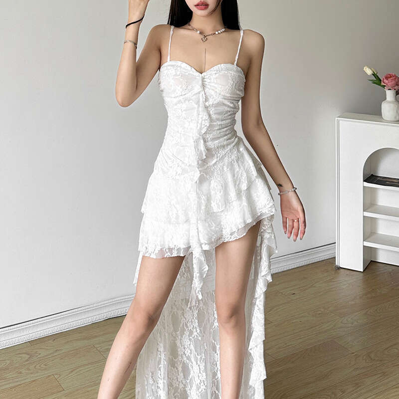 2024 Summer New Women's Solid Color Slim Fit Street Fashion High Waist Strap Backless Dress dde