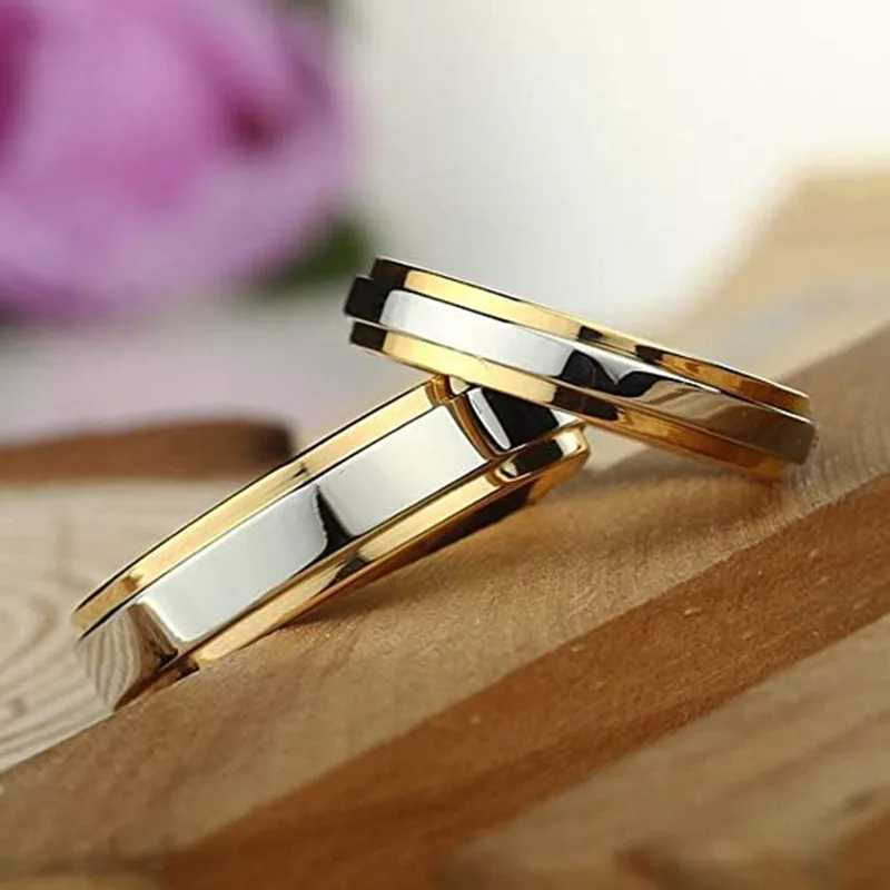 Luxury Design Stainless Steel Couple Ring Simple Engagement Wedding Ring Exquisite Promise Ring Romantic Valentines Day Gift W250417