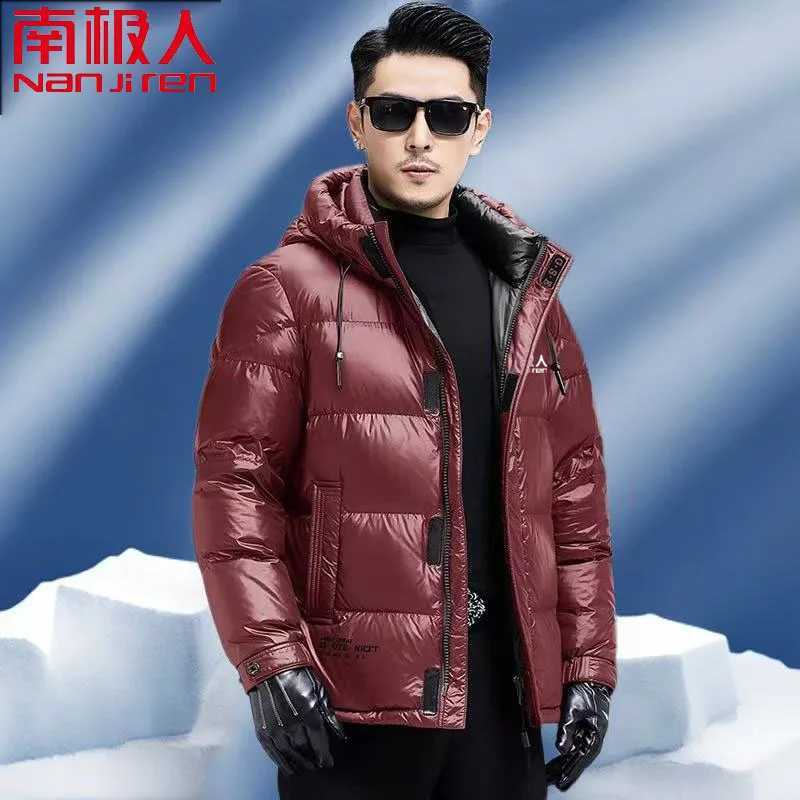 Nanjiren Luxury High-End Winter Down Jacket New Mens Clothing Trend Warm Hooded White Duck Down Coat Black Red Jacket Windproof X250725