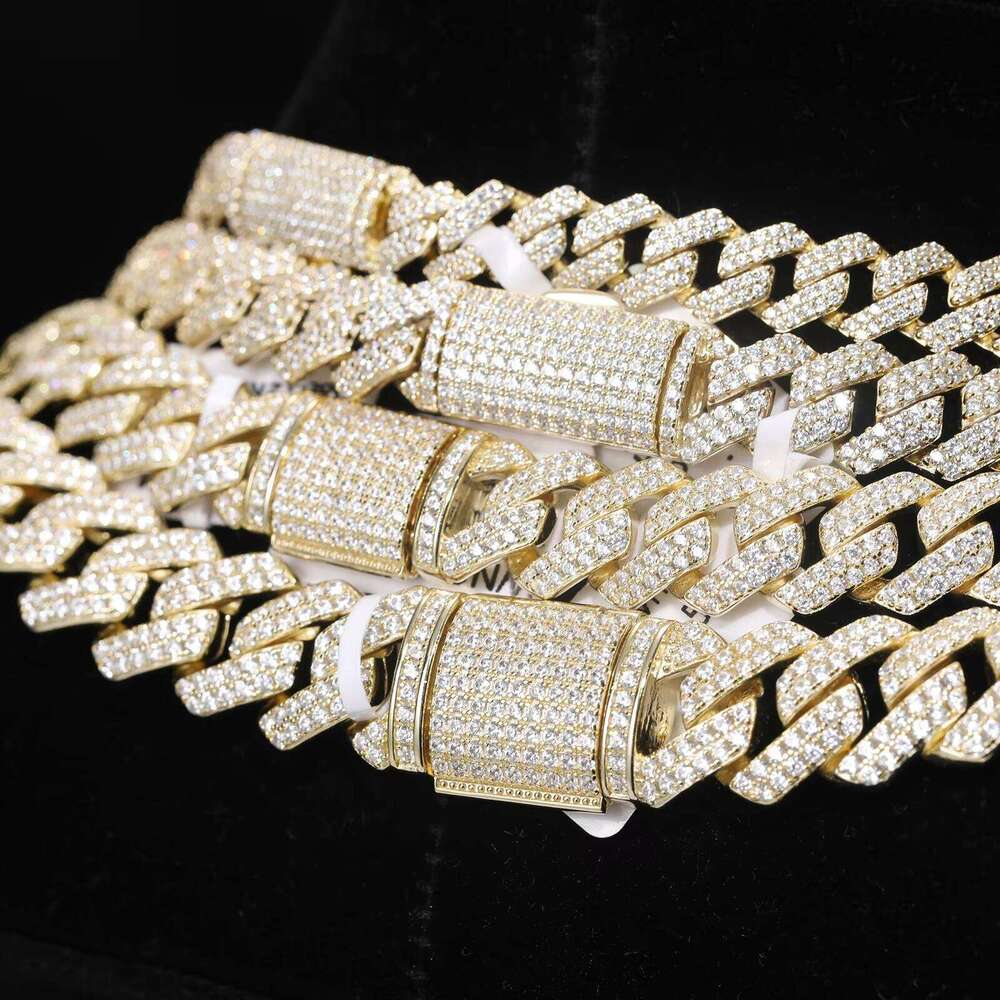 Little Boy Hip-Hop Accessories 8mm-14mm 14k Gold and Sier 2 Rows VVS Cubic Zirconia Iced Cuban Chain Necklace