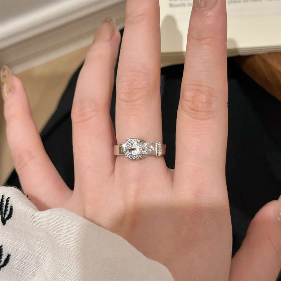 New Luxury jewelry designer Ring Korean Version Zircon Brushed Horseshoe Buckle Open Design Sense Niche Ring Fashion Versatile Trendy Hand Jewelry