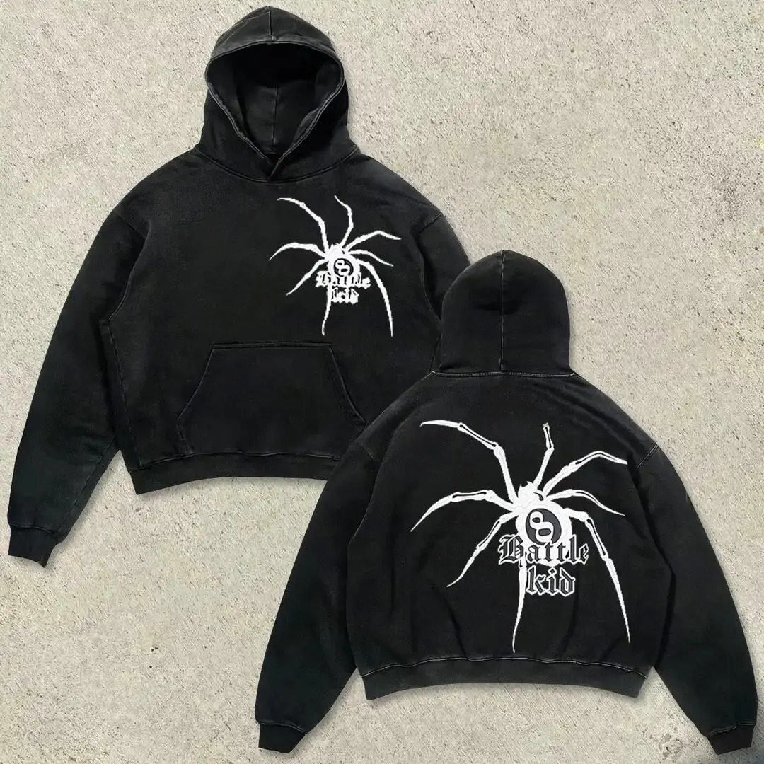 Harajuku Stylish Retro Skull Print Hoodies Women Graphic American Y2K Top Oversized Hoodie Couples Streetwear Goth Women Clothes 250723