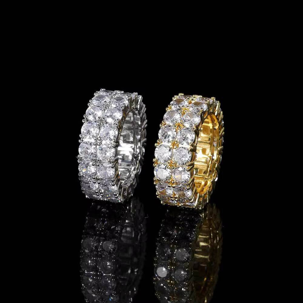 Morden Style Fashion Moissanite Diamond Engagement Rings Eternity Hoop Ring Round Cut Diamond 925 Sterling Silver Iced Out Ring