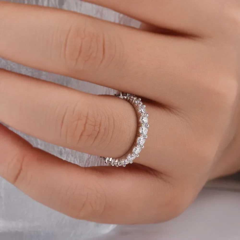 Real 3mm D colored Moissanite ring 925 sterling silver womens jewelry 18K white gold gold-plated wedding ring party jewelry W250417