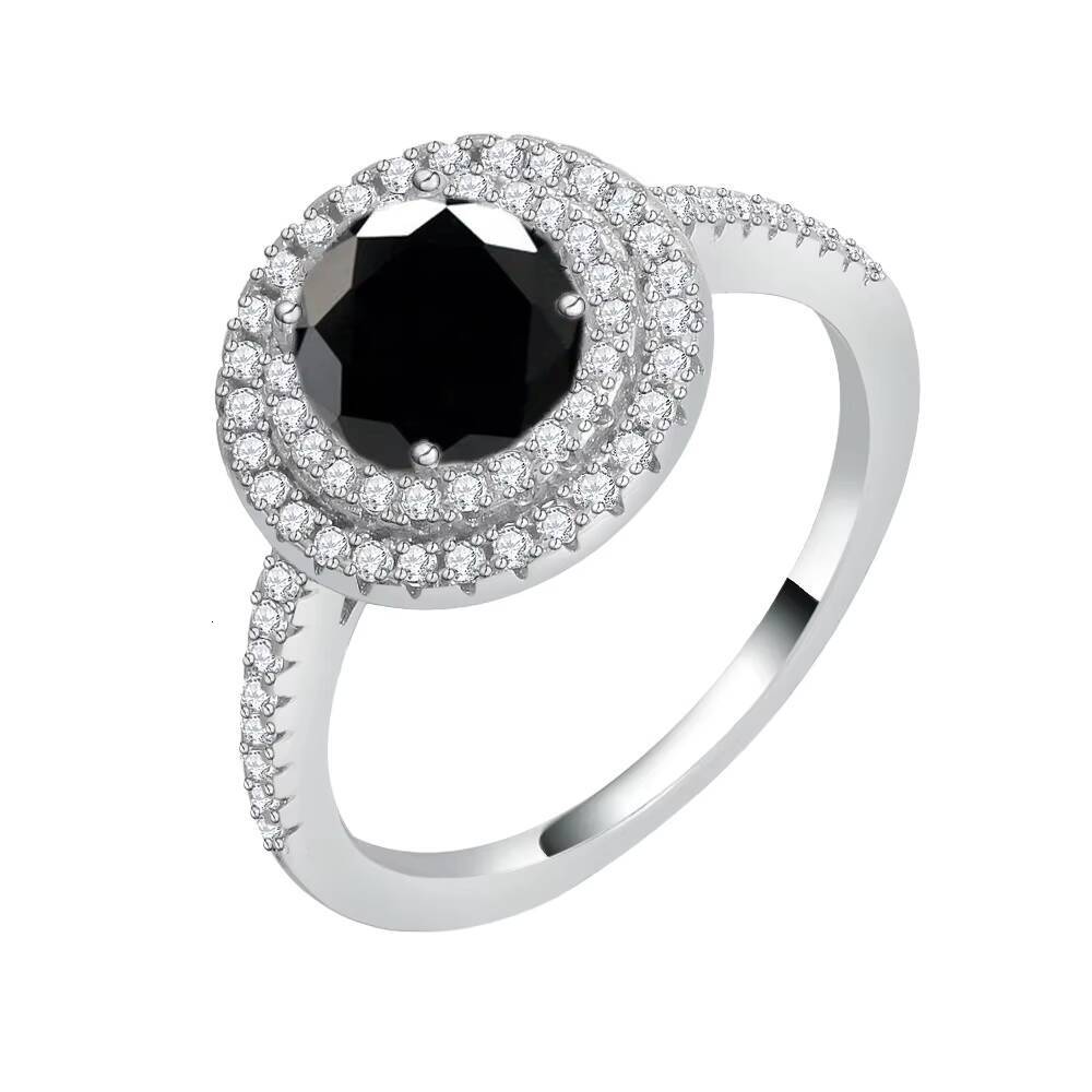 S925 Sterling Silver Fashionable Charm High-end Atmospheric Moissanite Full Diamond Round Ring