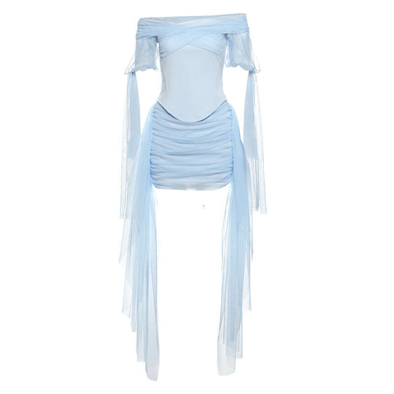 2025 Spring New Women's Fashion Solid Color Slim Off-Shoulder Top Fashionable High-Waisted Skirt 4b9