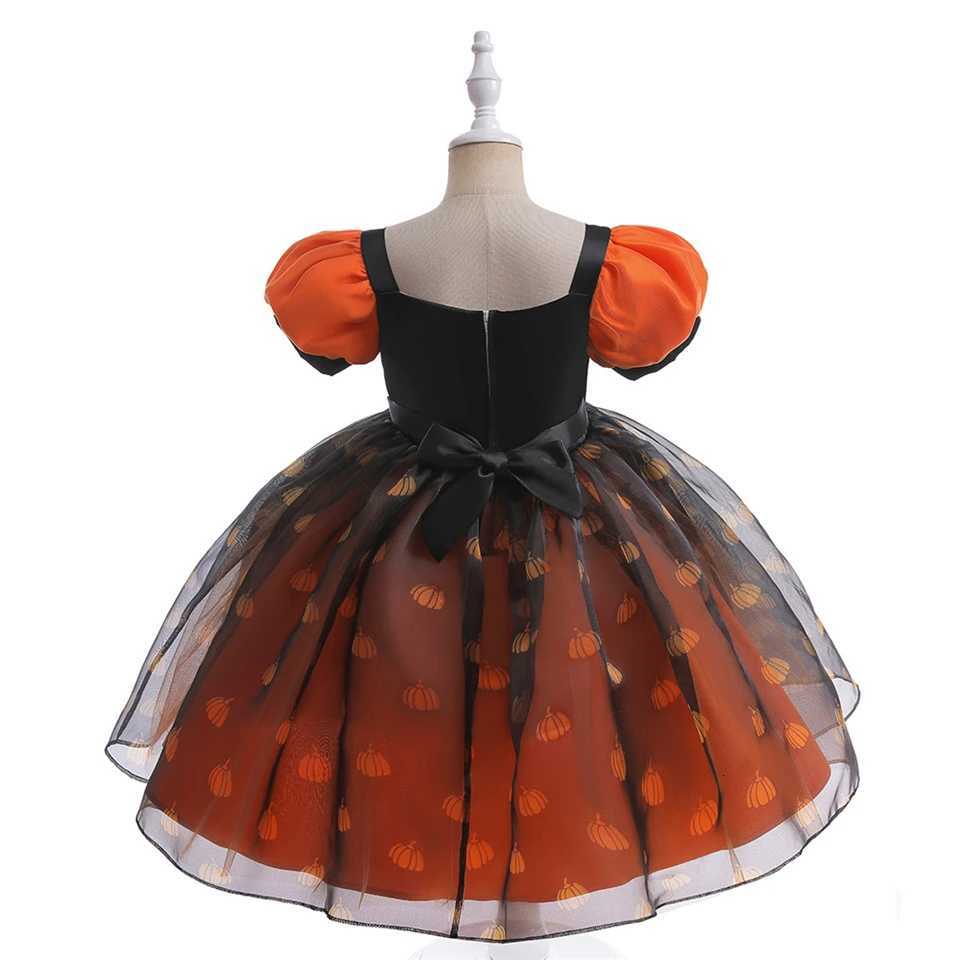 Fancy Girl Halloween Disguised Child Pumpkin Print Witch Princess Dress Children Cosplay Masquerade Par Performance Clothing Z250725