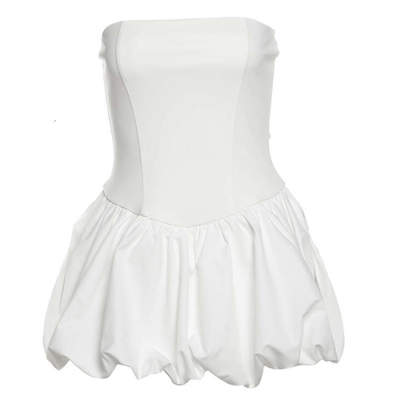 2025 Summer INS Style New Solid Color Waist-Cinching Flower Bud Strapless Slim Elegant Dress ea5