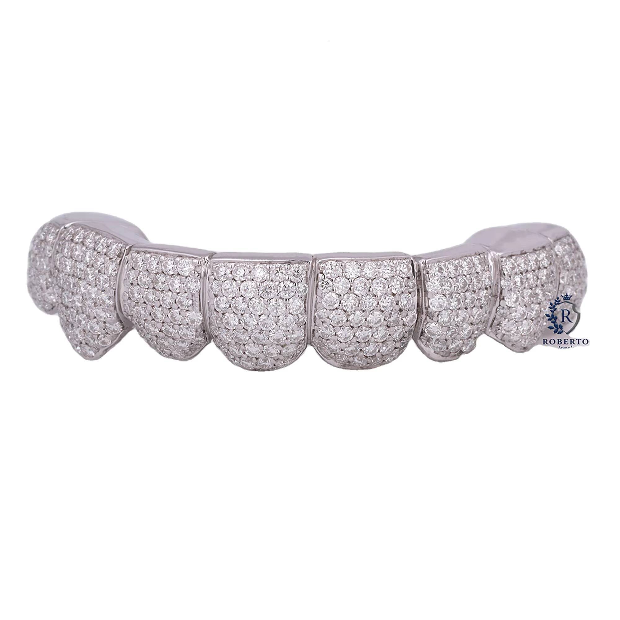 Custom Moissanite Grillz Bling Hip Hop Diamond Teeth with Flawless Emerald Cut 925 Silver