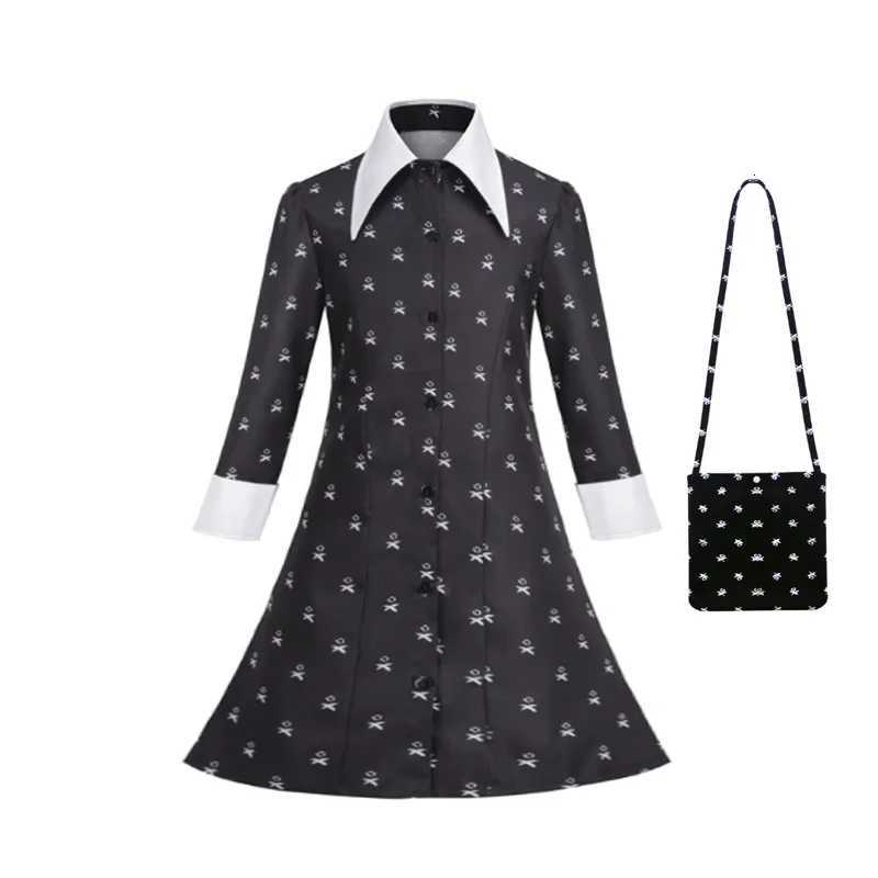 Children Addams Costume Baby Girls Family Cosplay Halloween Wed.Gothic Dress Kids Family Dancing Black Dress Pageant Fantasy Set Z250725