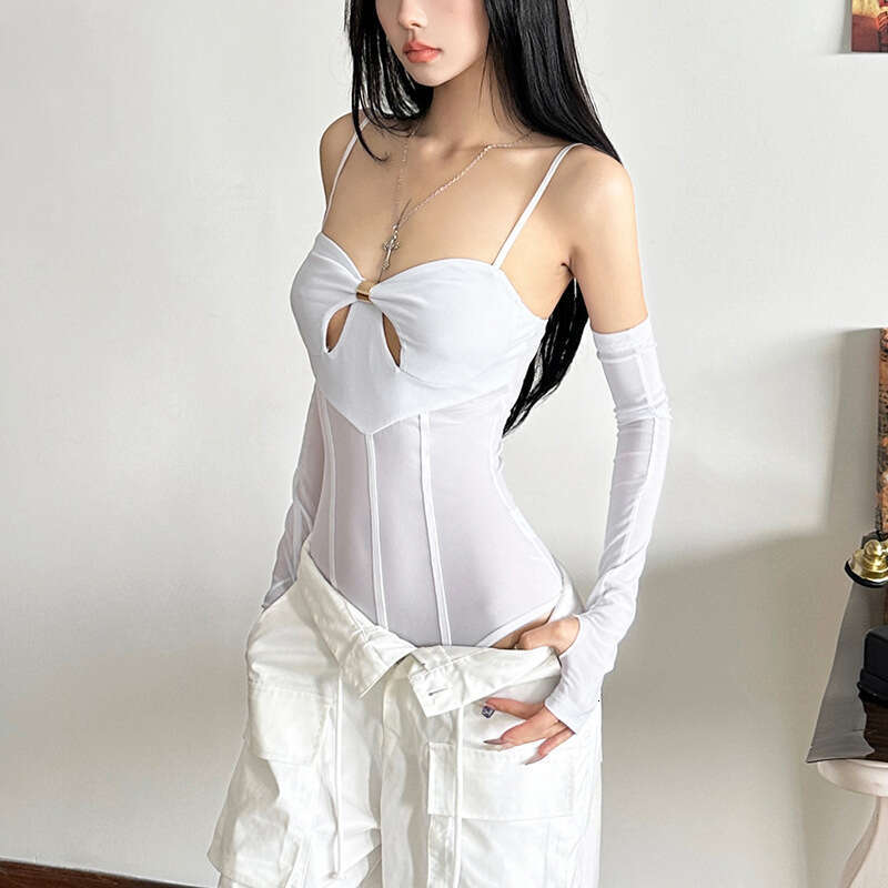 2024 Autumn New Women's Solid Color Slim Street Fashion Strap Sexy Backless Jumpsuit 5ce