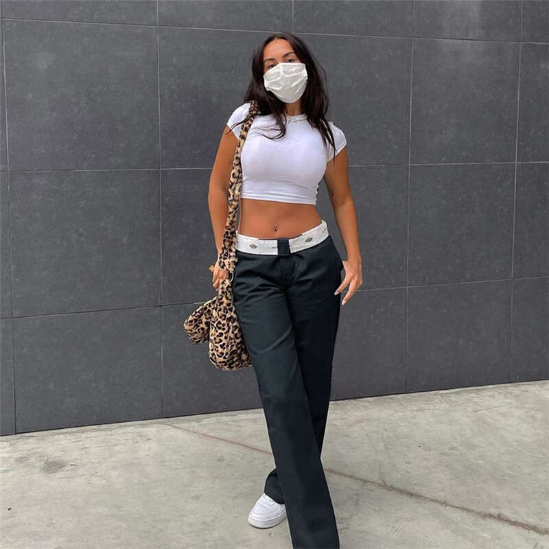 2021 Ins Style Autumn New Women's Solid Color Fashion Street Print Loose Casual Straight Pants 13d