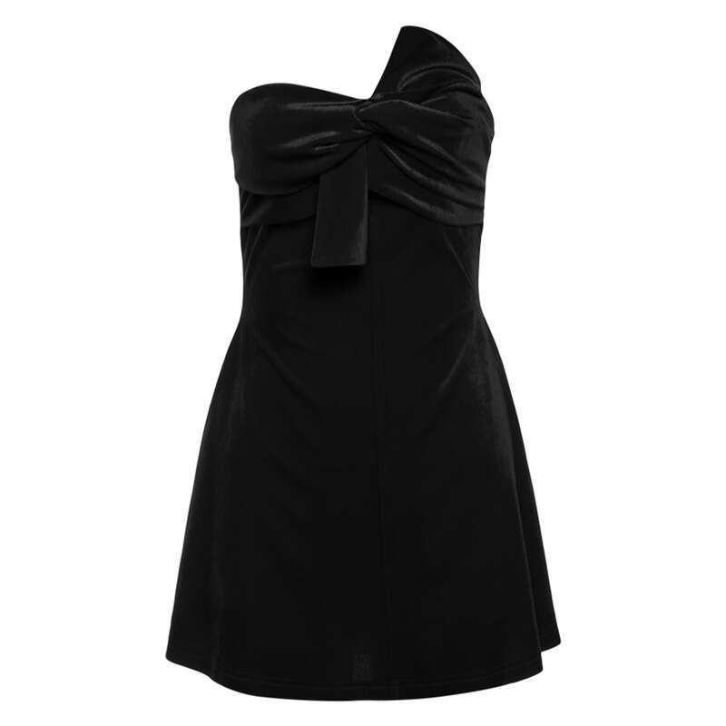 2024 Autumn Winter New Women's Solid Color Slim High Waist Fashion Off-Shoulder Tube Dress 9ef