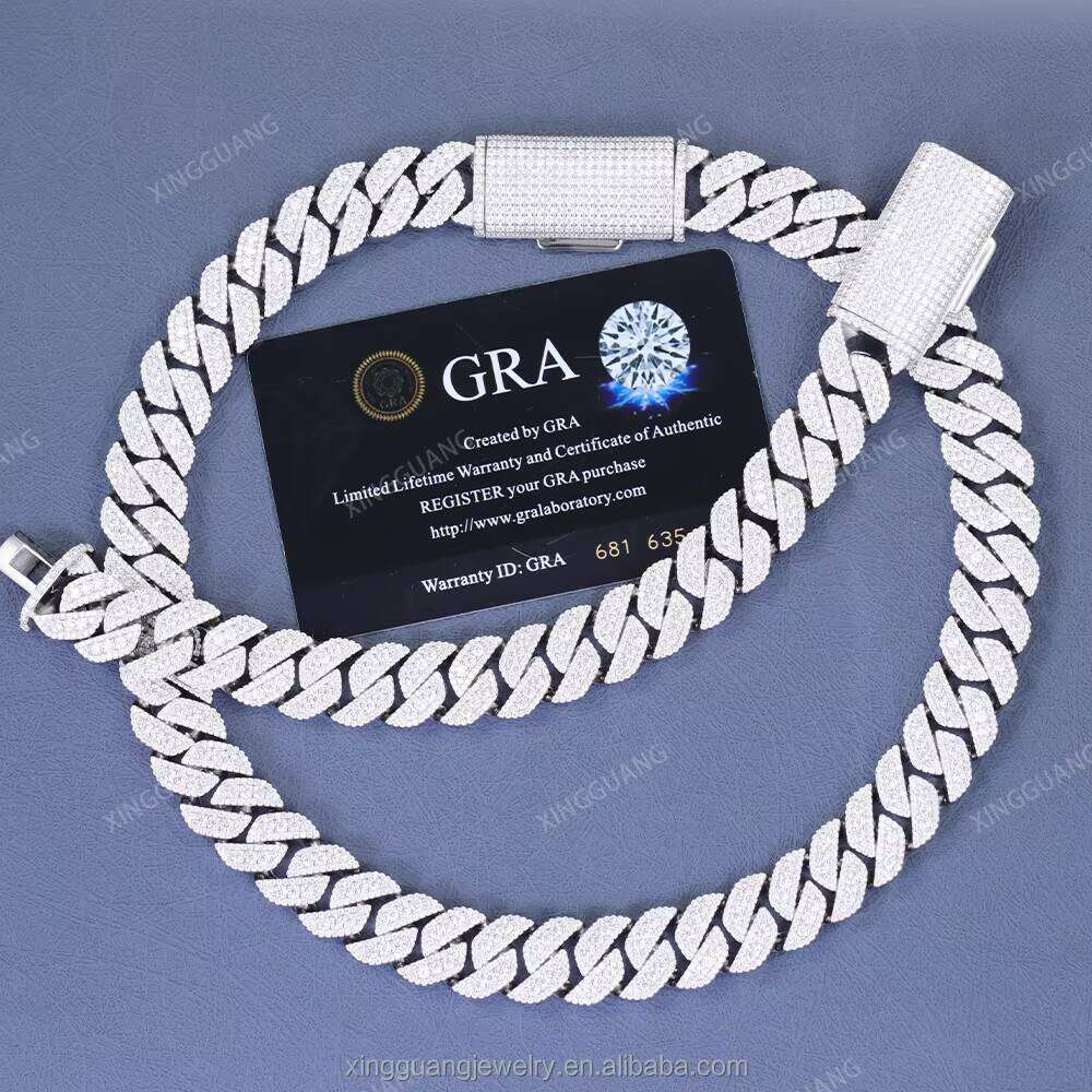 Factory Hot Selling Hip Hop 16mm Iced Out Vvs Moissanite Jewelry S Sier Cuban Link Chain Necklace