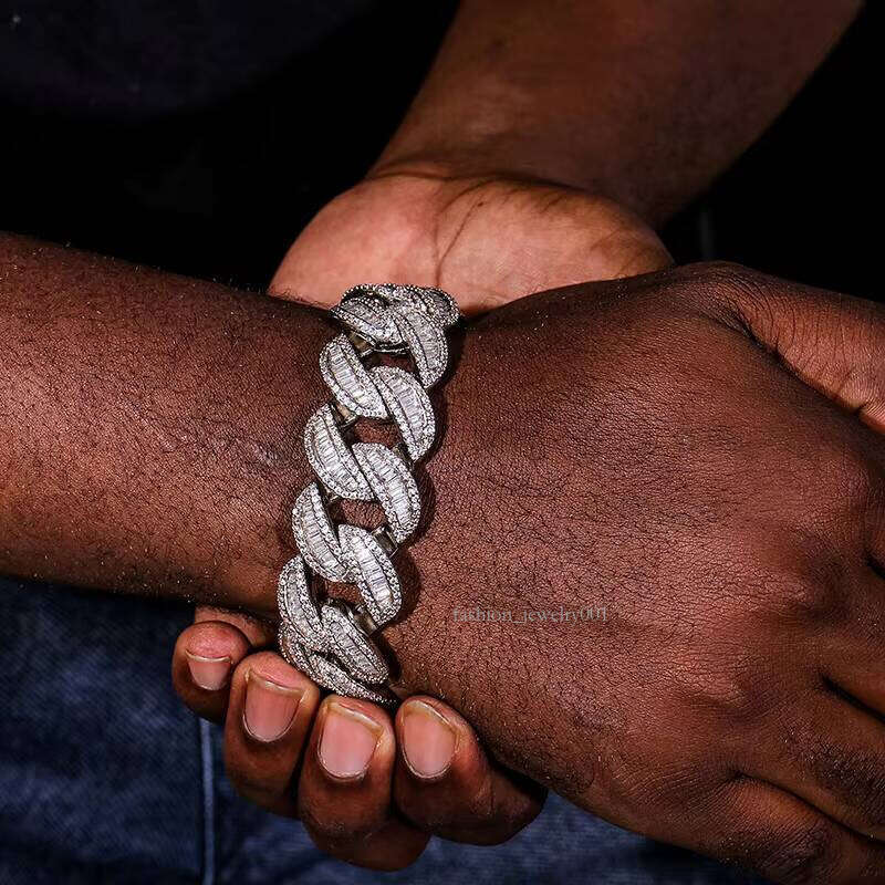 Cuba Chain 6MM sier hip hop jewelry men's bracelet cuban link chain moissanite
