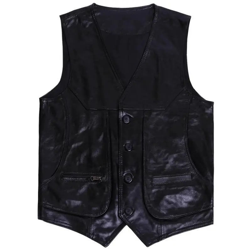 Arrival Cowhide Genuine Leather Vest Motorcycle Mens Slim Fit Real Brown Cow Waistcoat Bikers Size L8XL jacket 250725