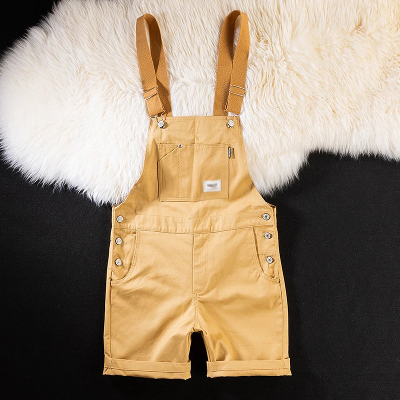 Summer Men Bib Pants Overall Short Suits Jumpsuit Trousers Plus Size 5xl Fashion Dungarees Candy Color Strap Streetwear 250725
