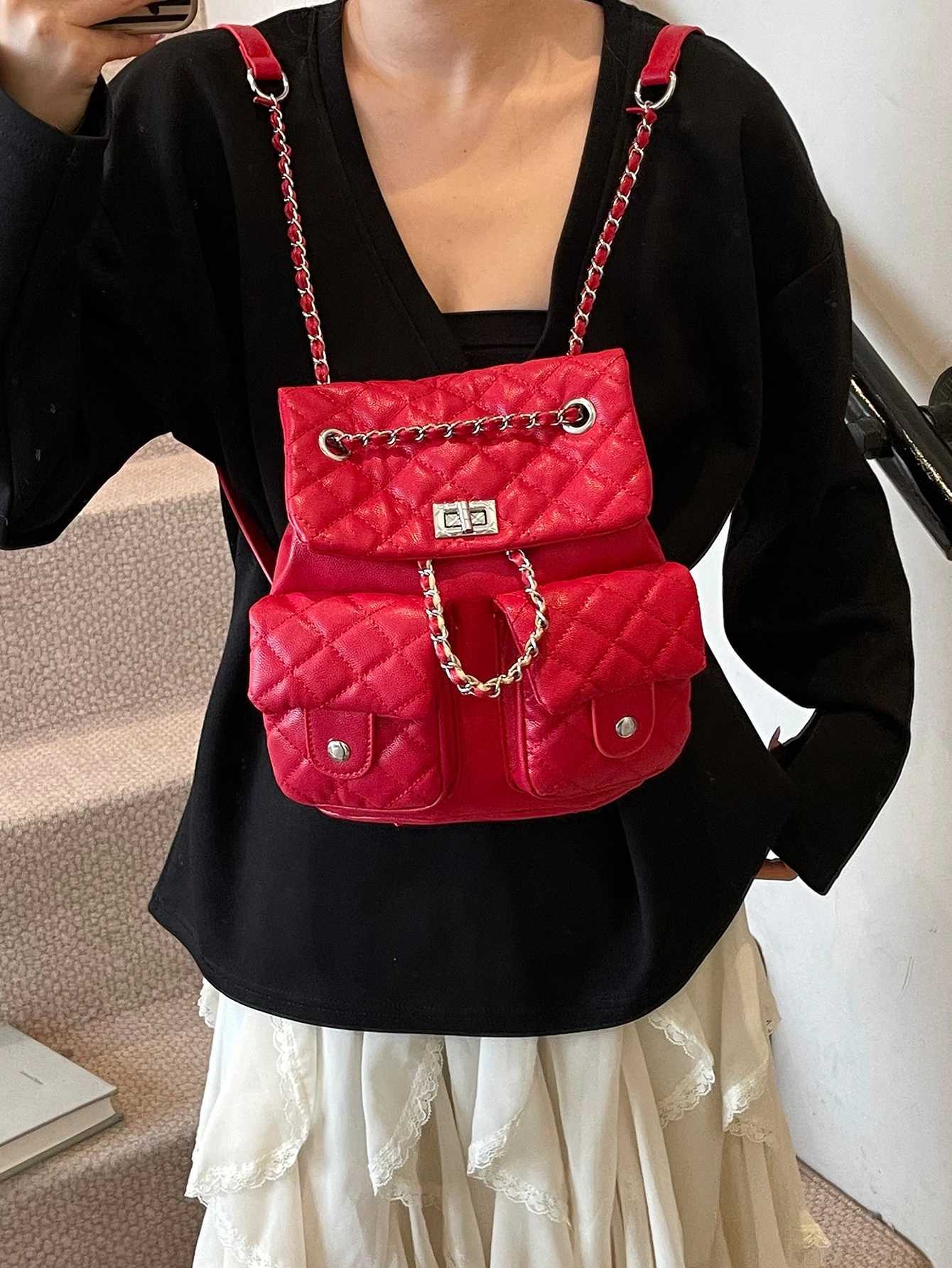 2025 Summer New Fashionable Diamond Chain Bag Casual Large Capacity Backpack for Women Y250725