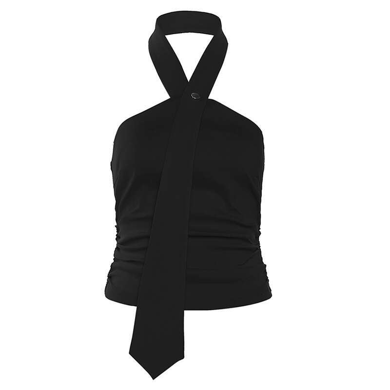 2023 Summer New Women's Solid Color Sexy Fashion Halter Neck Crop Top Vest 503