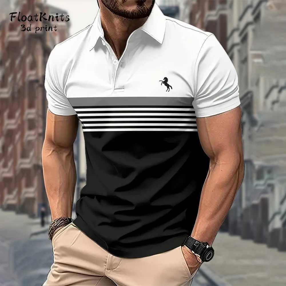 Business Striped Polo Shirts for Men Summer Quick-Drying Mens Short Sleeve Tee Fashion Mens Clothing Lapel Polo Man T Shirts XJ250725