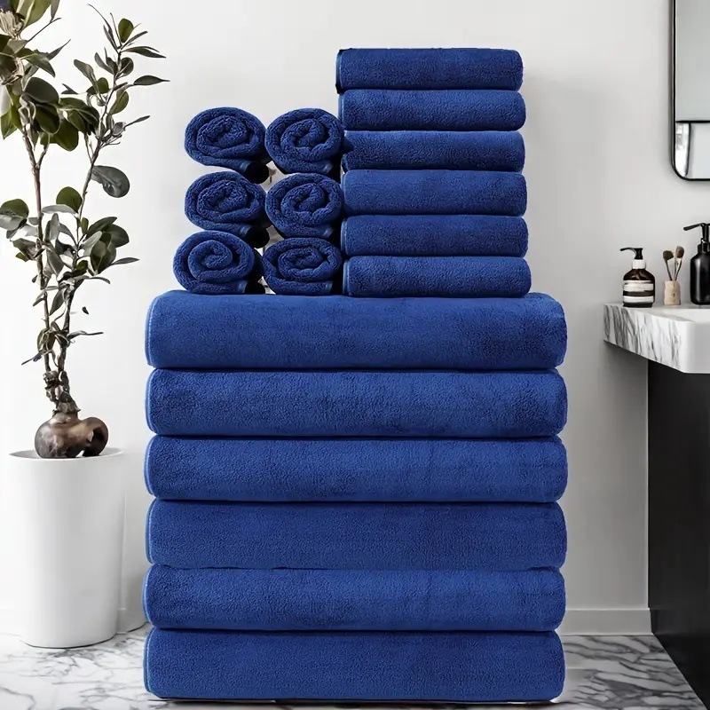 Lanjia- 18-Piece Set Towel Square Absorbent Soft Coral Fleece Face Washing Bathing Bath Bathroom Towels 240730 Ea5e0