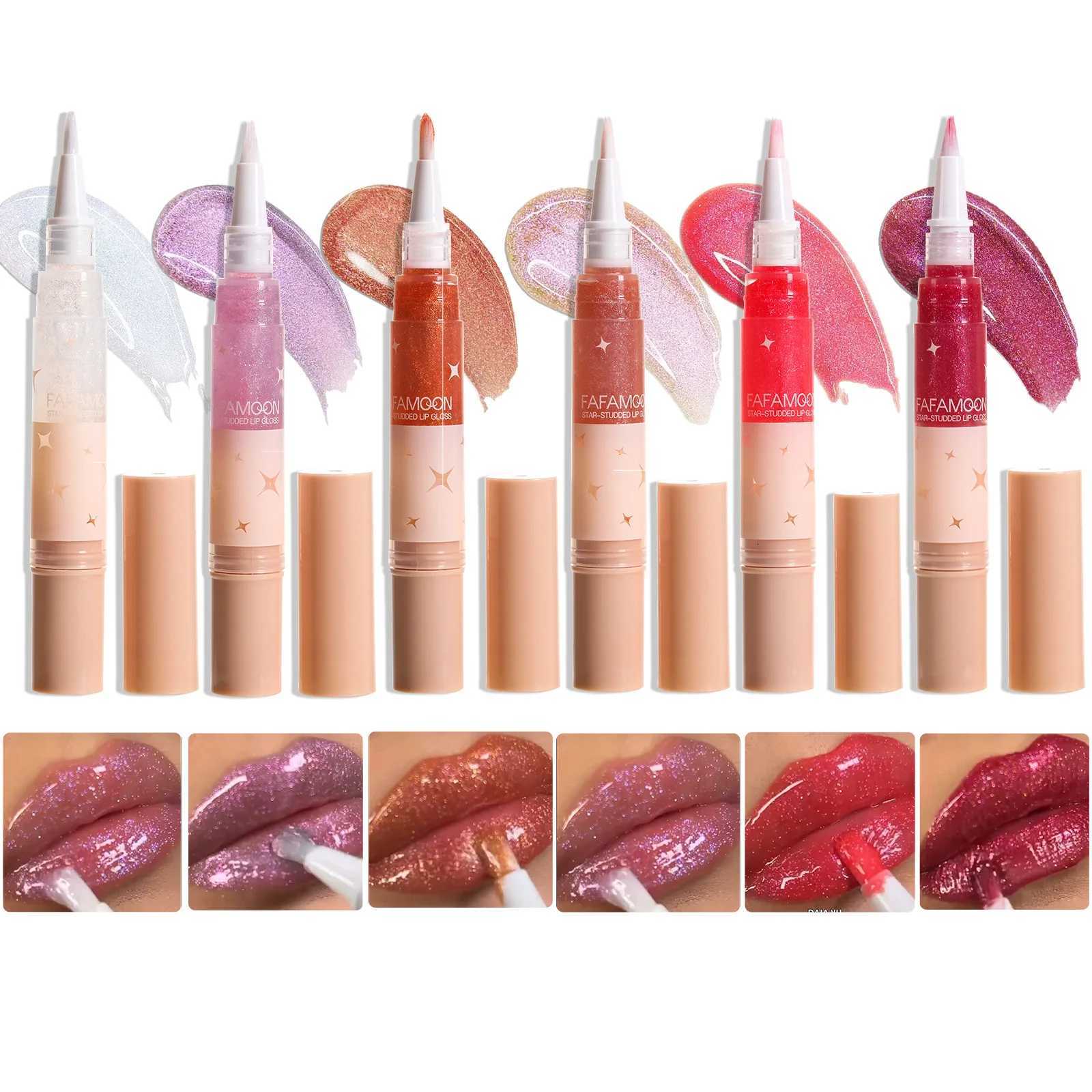 Pearlescent Lip Gloss Pen with Soft Brush | Easy-to-Apply Shimmering Gloss | Twist-Up Design for Plump Glossy LipsXJ250724