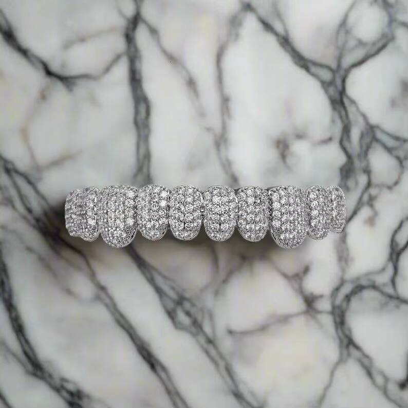 Custom 925 Silver Iced Out VVS Moissanite Grillz Teeth Can Diamond test Men Hiphop Jewelry rapper grillz iced out grillz