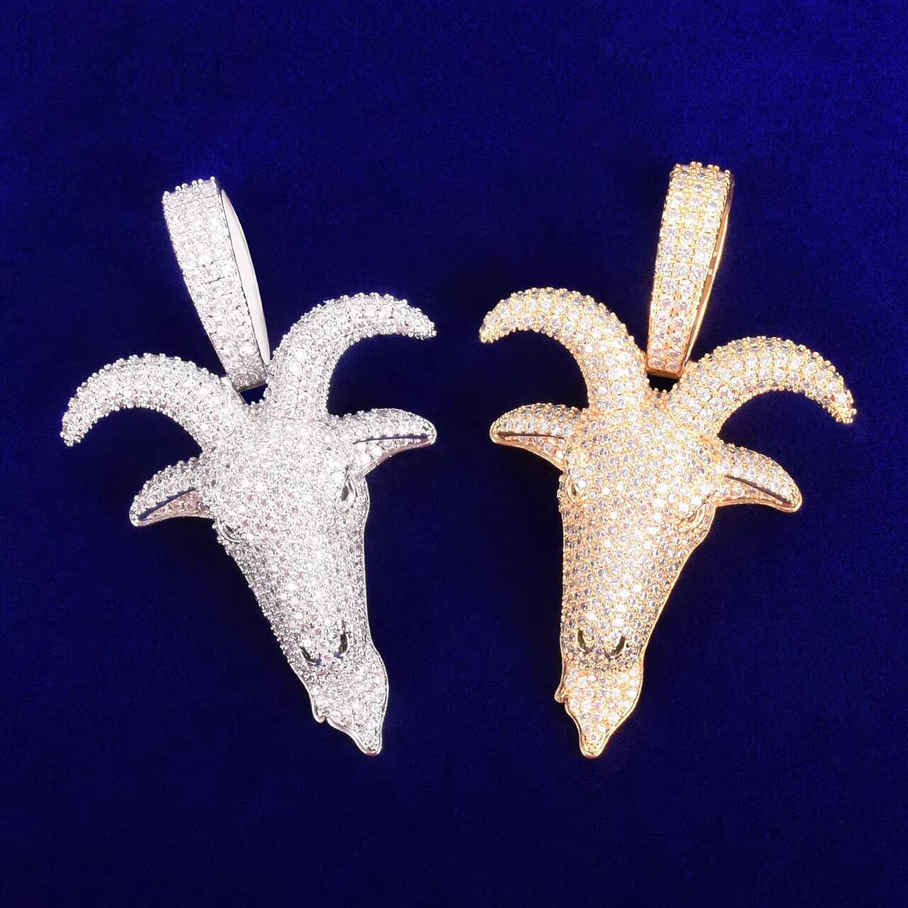 New Trendy Mens Hip Hop Goat Head Pendant VVS Diamond Moissanite Jewelry with Baphomet Design