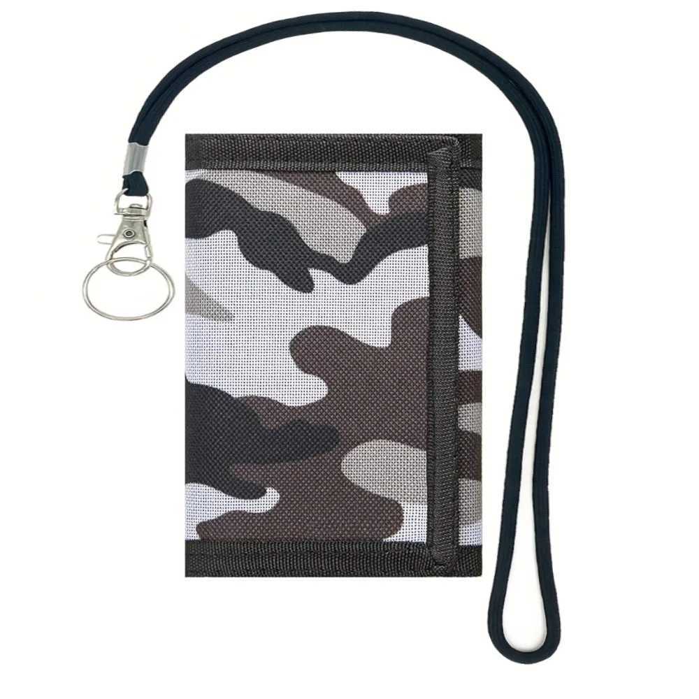 Camo Print Wallet with Lanyard for Teens Trifold Wallet for Men Women Army CaMOUflage Wallets Holder Z250725
