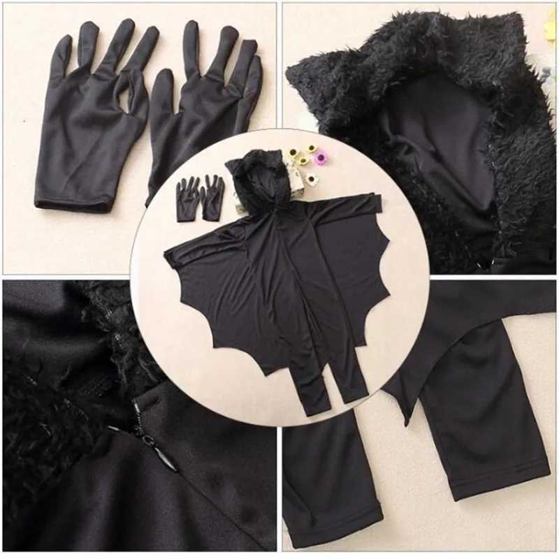 Halloween Scary Bat Cosplay Costume Set Kids Unisex Vampire Bat Costume Jumpsuit Send Horror Scar Patch and Black Gloves Z250725