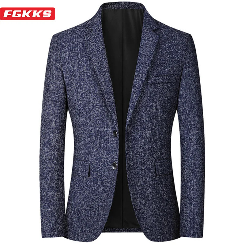 FGKKS 2023 Spring Autumn Blazers Men Fashion Slim Casual Business Handsome Suits Mens Tops 250725