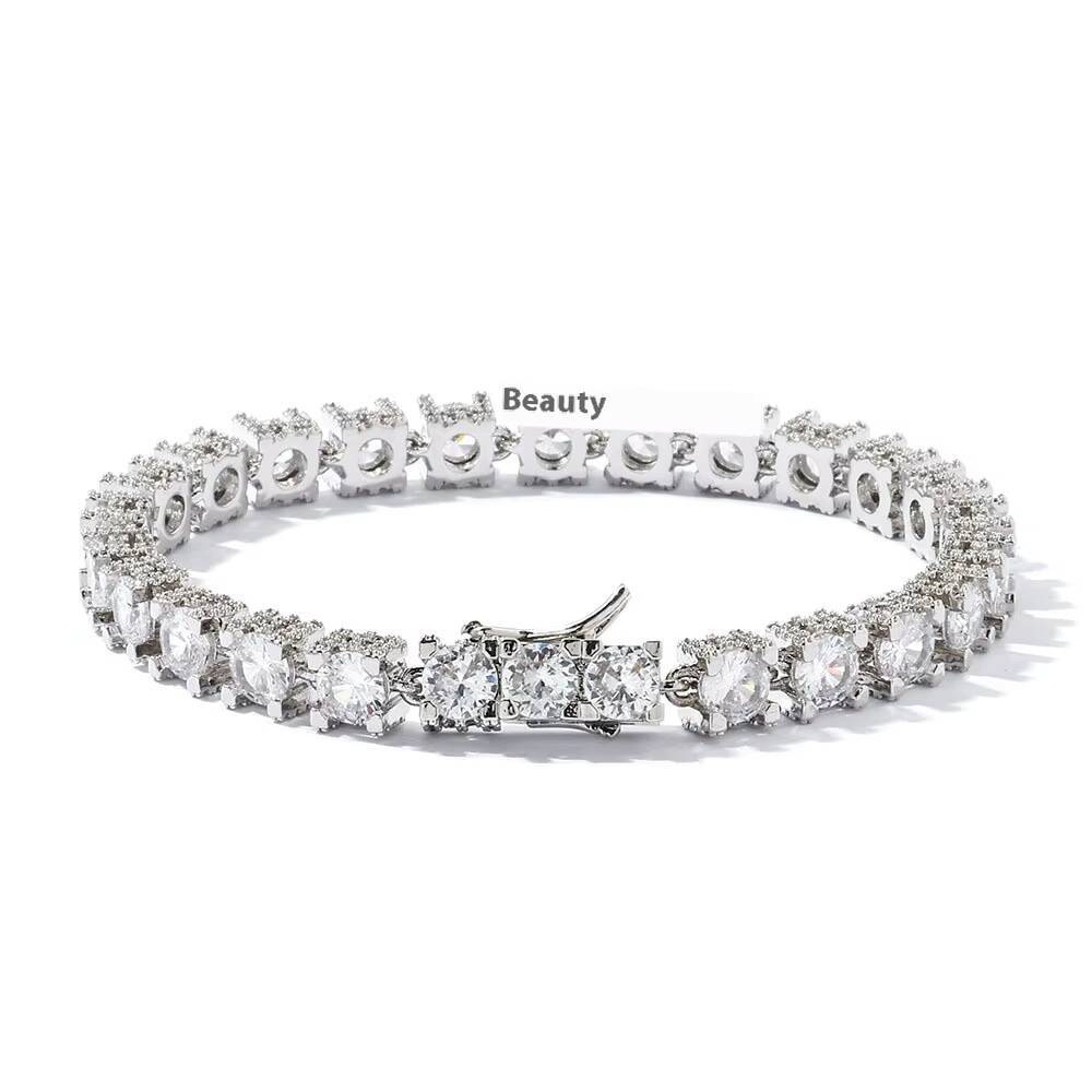 Hip Hop Men Bracelet 6mm S925 Silver Tennis Chain Moissanite Customizable Fashion Bangle