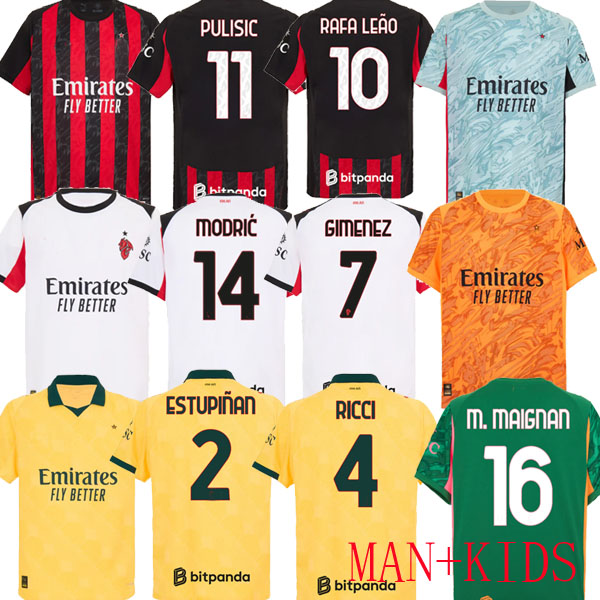REIJNDERS 24 25 26 PULISIC Soccer Jerseys 4th RAFA LEAO REBIC Football Shirt NKUNKU 18 THIRD Kids Uniforms 125th 2025 A C KOCHE LOFTUS-CHEEK THEO away MODRIC