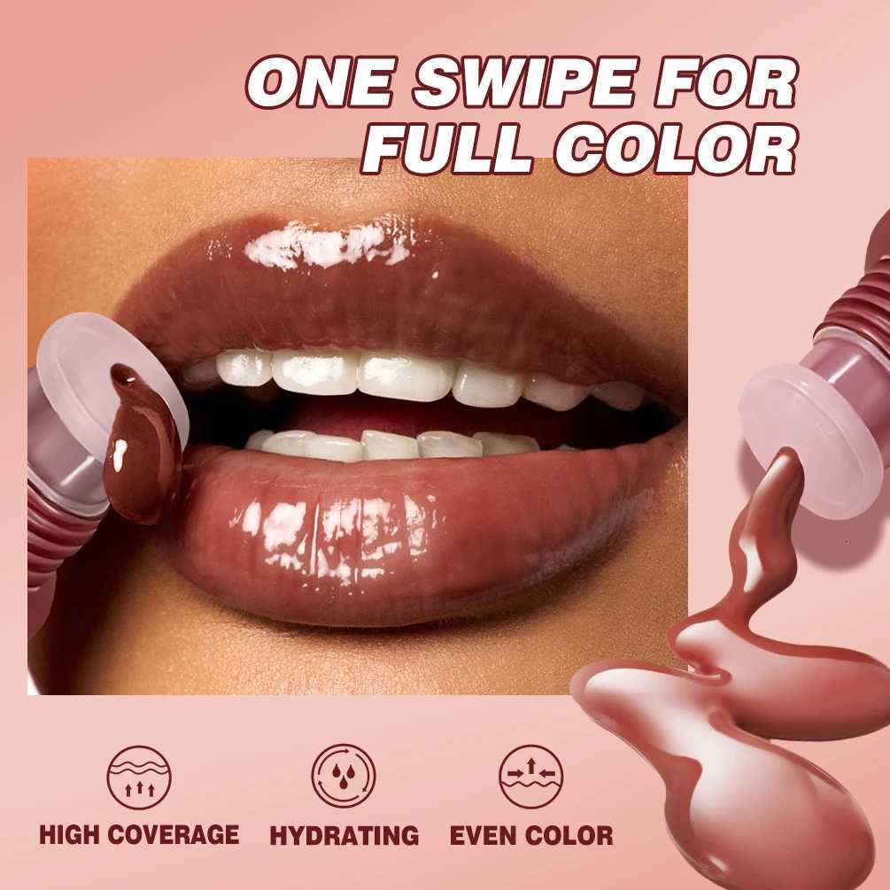 Nude Brown Plumping Lip Gloss Moisturising Colored Lip Oil Transparent Fullness Lips Tint Soft Tube Make Up Beauty Lips Care 12gXJ250724