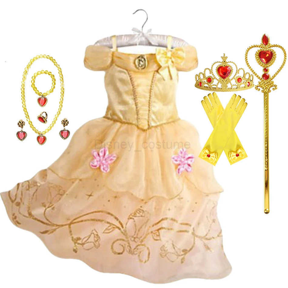 Disney Princess Costume Party Fancy Flower Vestido New 2025 Christmas Birthday Carnival Dress Up Rapunzal Belle Disguise Frock X250725