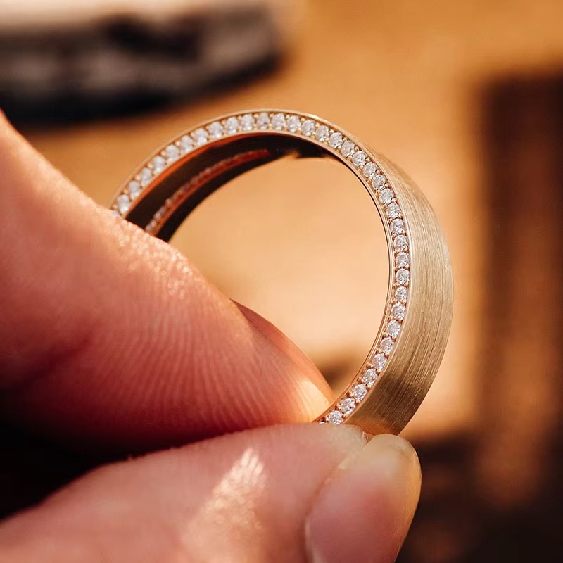 Fashion Jewelry DEF VVS Moissanite Diamond Rings 18k Gold Jewelry 4mm Wedding Party Gift Rings Men Rings