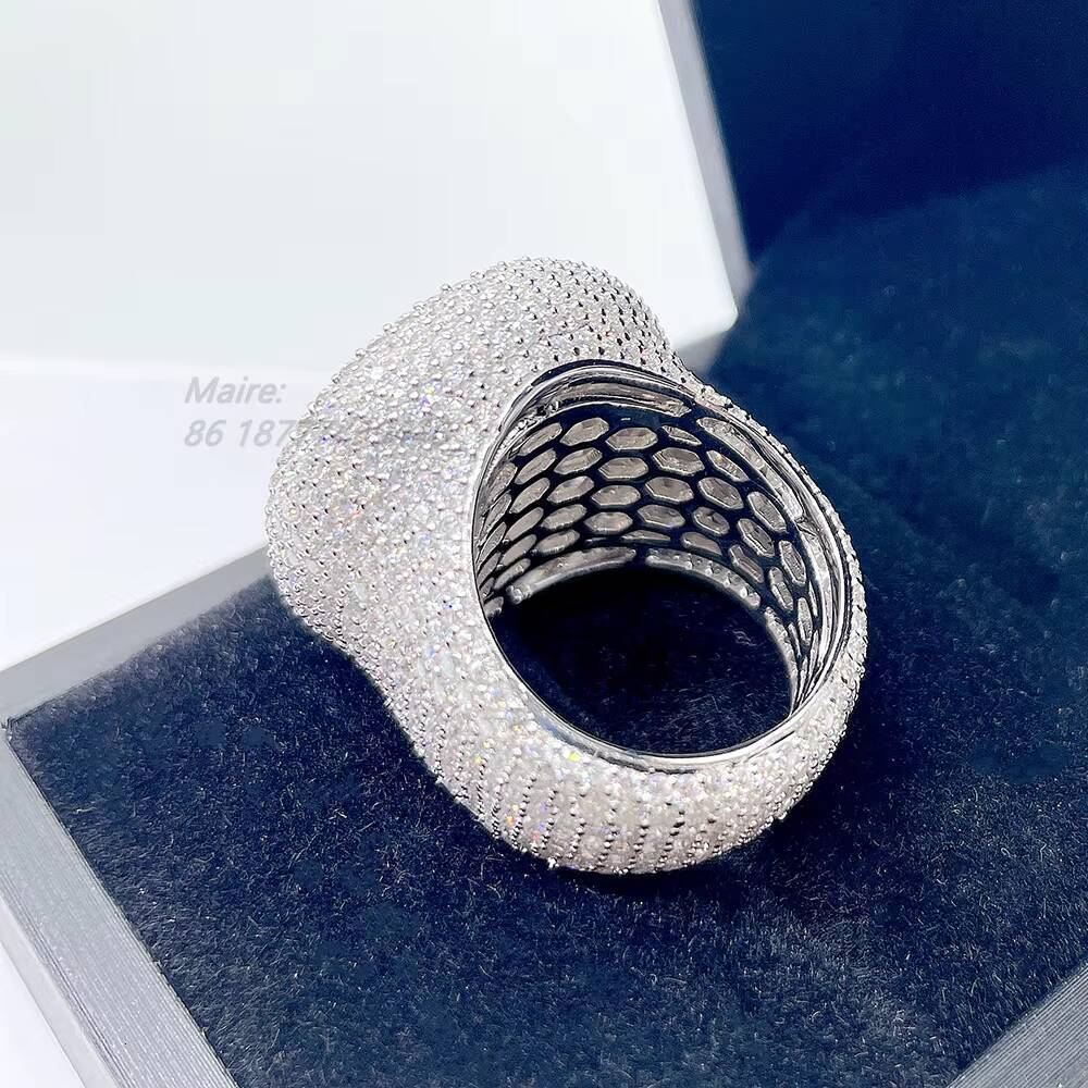 Luxury Style Custom Jewelry Silver 10k 14k 18k Vvs Moissanite Diamond Ring Men Diamond Ring Pass Diamond test Hip Hop Ring