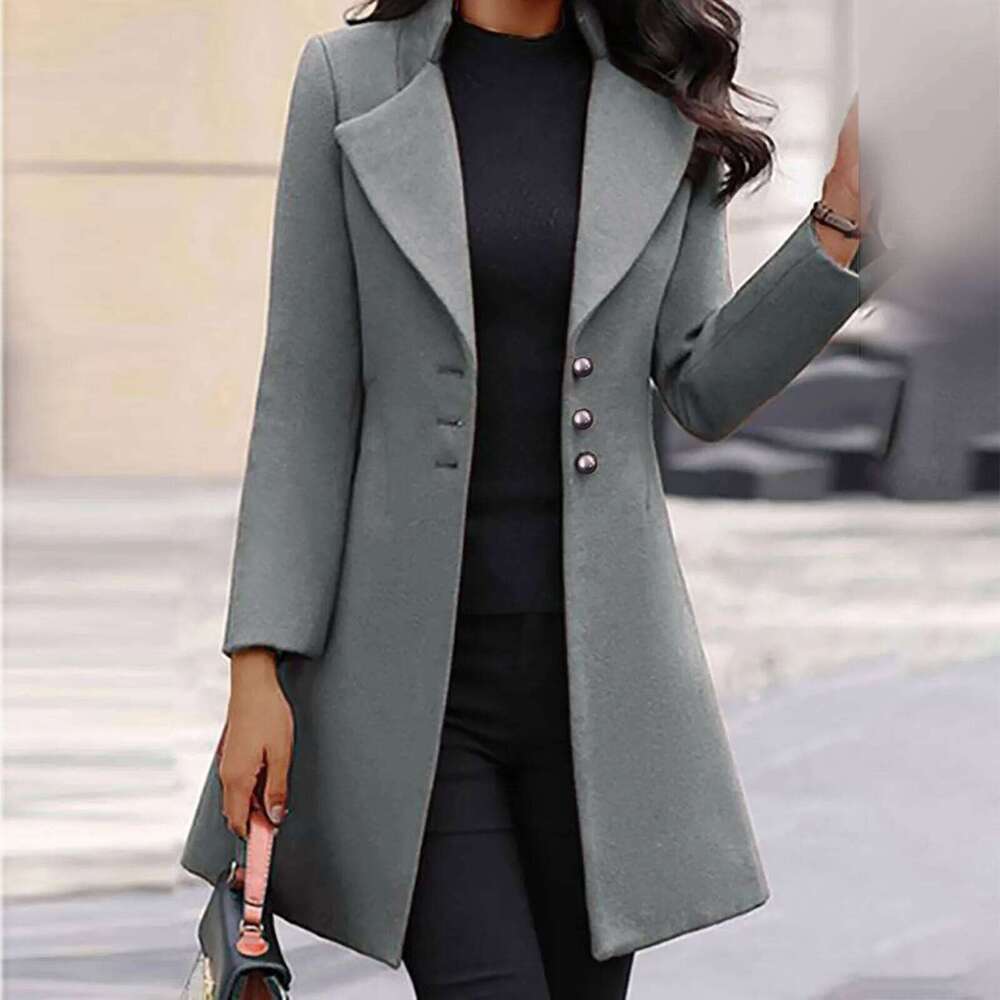 Designer Clothing Womens Lapel Single Breassted Trench Coat Winter Wool Blend Mid Long Outwear Peacoat Temperament Fleece Lined Jacket Women Fashion