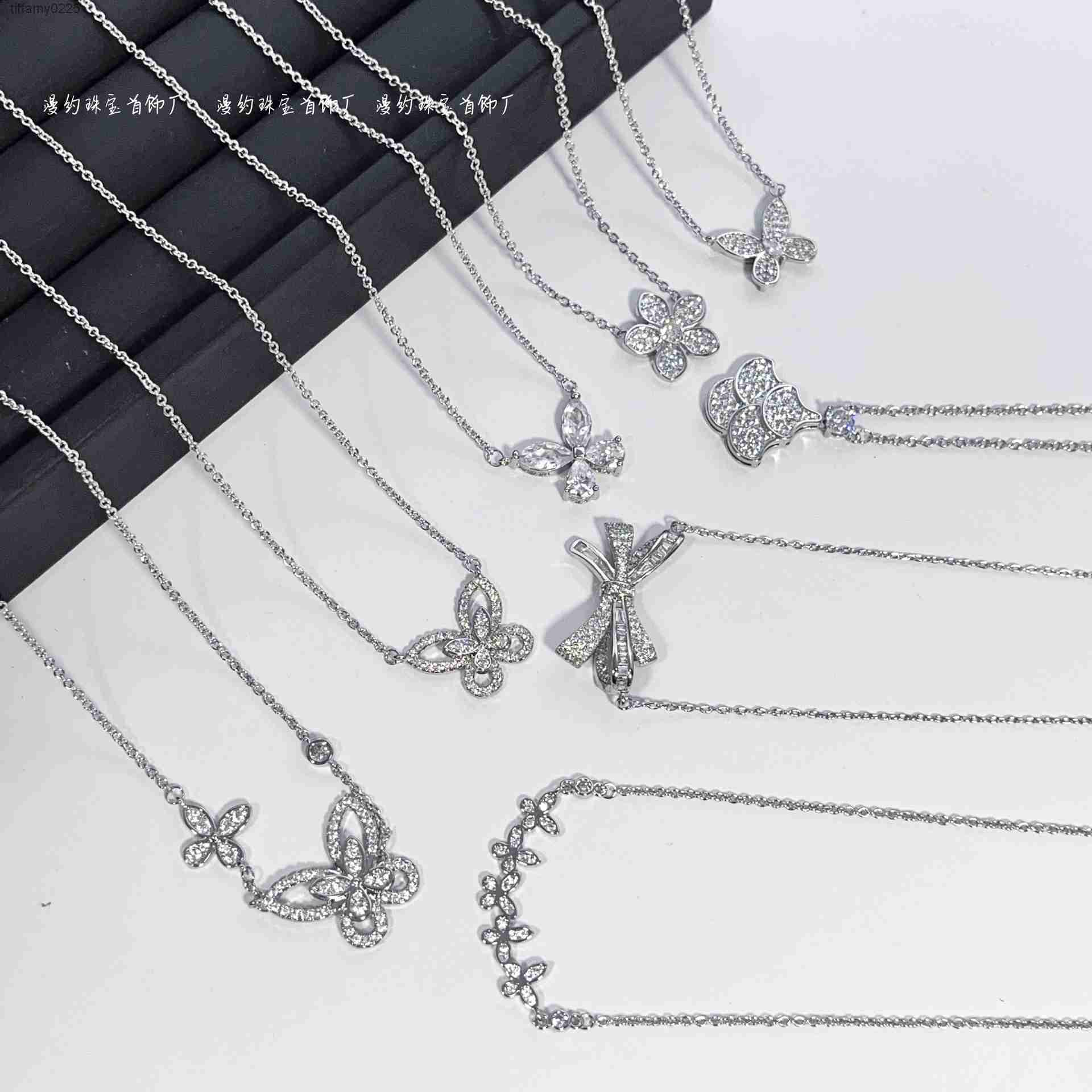 Designer Graffs High-quality Gejia Full Diamond Phantom Butterfly Necklace for Women Light Luxury Niche 5a Zircon Fan Purple Wisteria Collarbone Chain