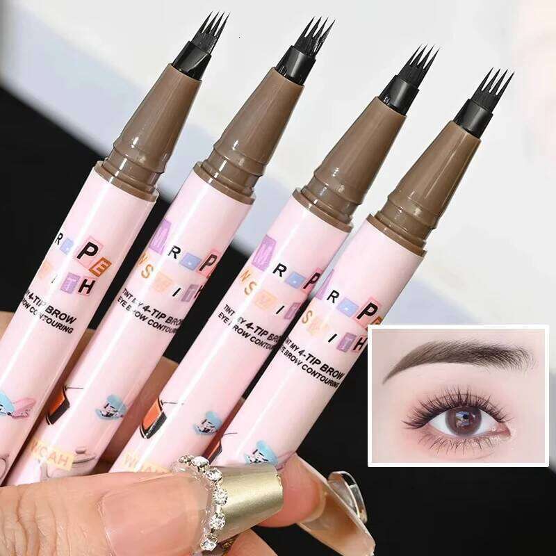 Colors Pen Waterproof 4 Fork Tip Eyebrow Tattoo Cosmetic Long Lasting Natural Dark Brown Liquid Eye Brow Pencil X250725