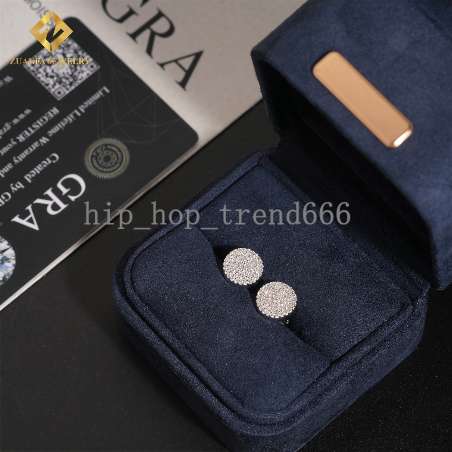 Fully Iced Out Stud Earring Cluster Moissanite Diamond Hip Hop Fashion Stud Earring 925 Sterling Silver Jewelry VVS Moissanite