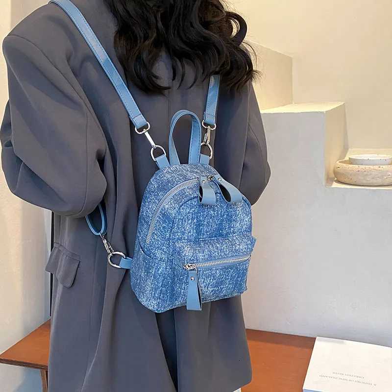 New Women Preppy Style Mini Backpacks Y2K Shiny Student Denim Backpack Girls Fashion Travel Canvas Shopping Shoulder Bag Y250725