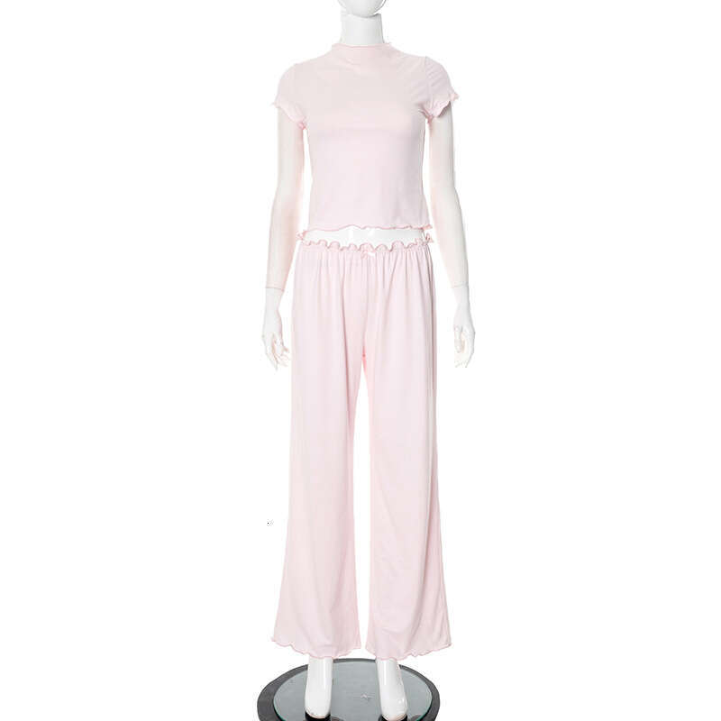 Y25st104 Women's Spring And Summer New Wave Edge Pink Comfortable Casual Sports Suit For Women B5
