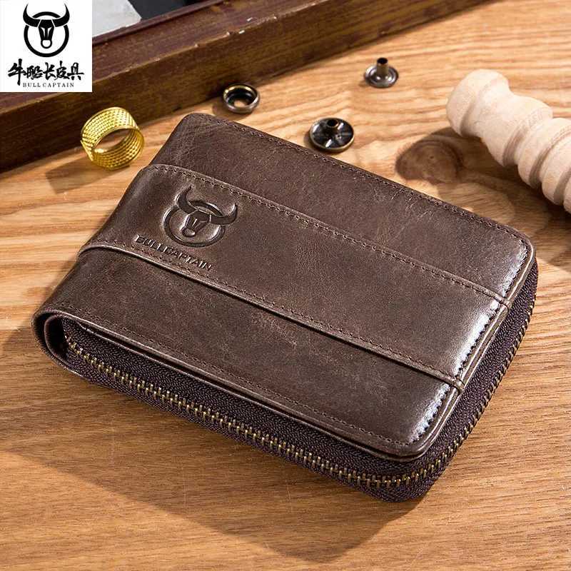 BULLCAPTAIN New Arrival Male RFID leather wallet Men Wallet Cowhide Coin Purse Slim Designer Wallet Billetera para hombres Z250725