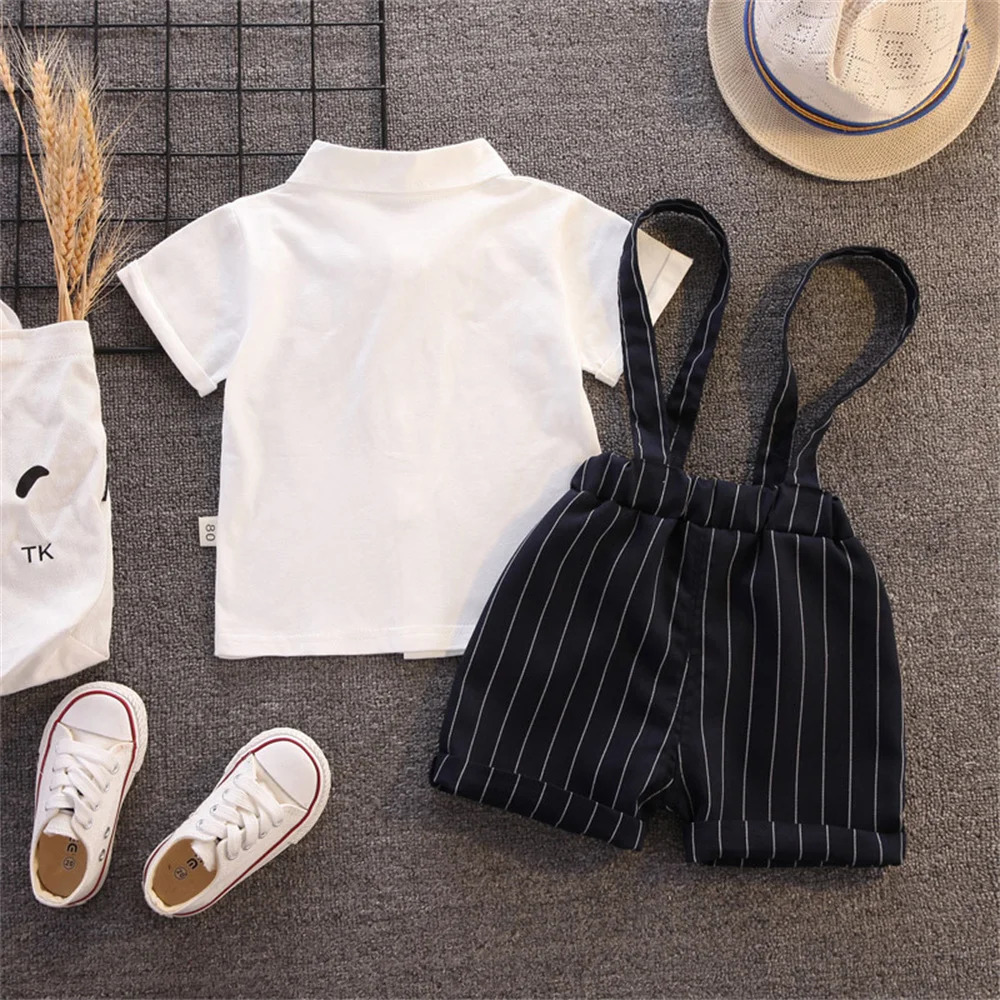Boys Clothing Sets Summer Gentleman Stripe Short Sleeve Tshirts Shorts 2Pcs Kids Clothes Set Infant 1st Birthday Party Sets 250725
